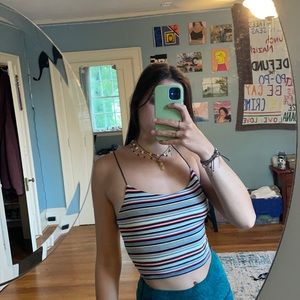 Spaghetti strap multi colored crop top